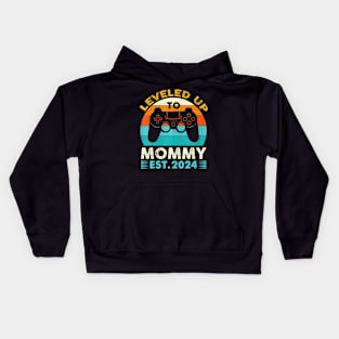 Leveled Up To Mommy Est 2024 First Time Mom 2024 Gamer Kids Hoodie